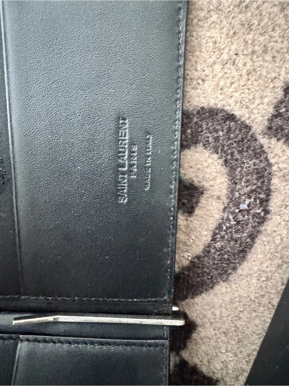 Yves Saint Laurent Black Croc-Embossed Leather Money Clip